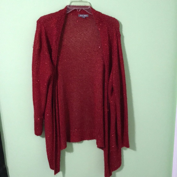 red sequin cardigan